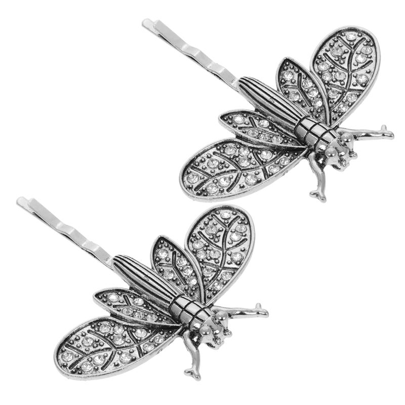 Vintage Dragonfly Hair Barrettes Silver Alloy Hairpins For Girls Party Decor - Image 1
